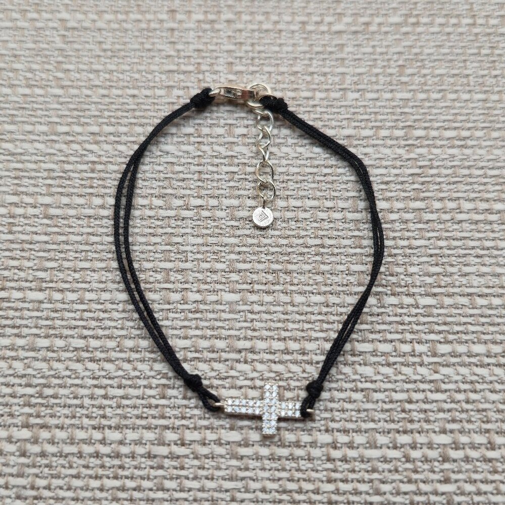 7+1 Inch Sterling Silver Silpada Cross Cubic Zirconia Bracelet A5932